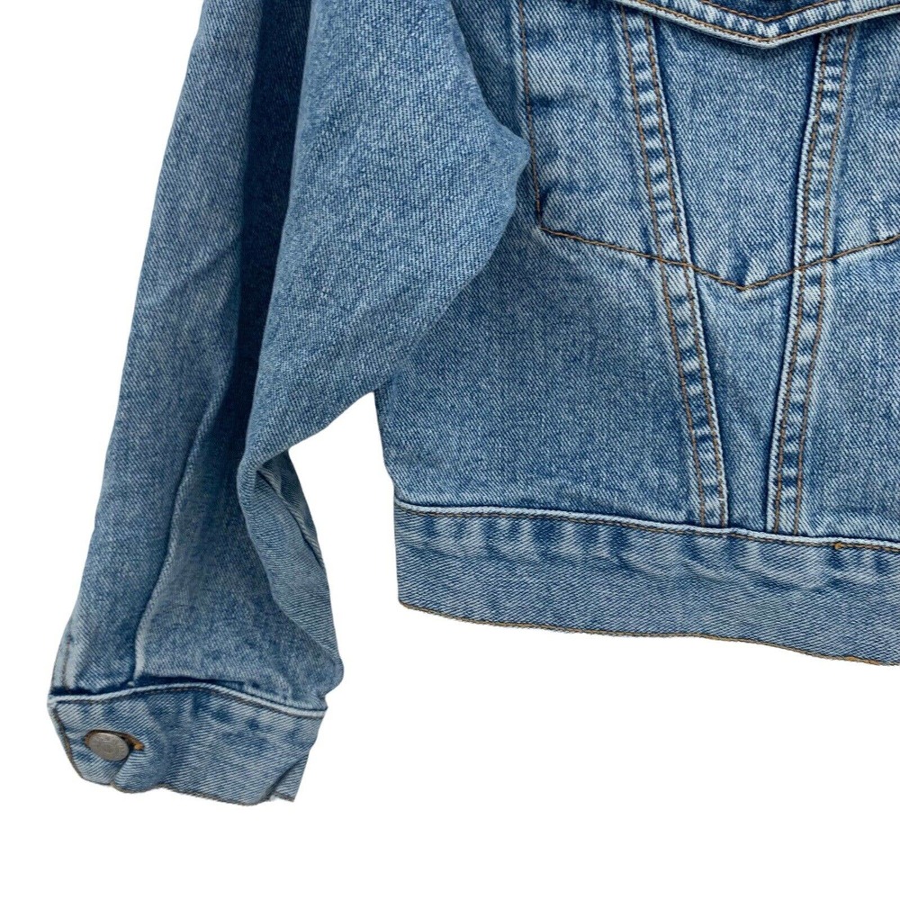 Vintage Guess Jean Jacket Cropped Denim Blue Made In USA Size Small - Picture 3 of 12